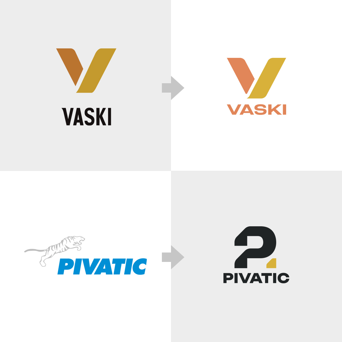 Vaskin ja Pivaticin logot vertailussa vanha vrs. uusi