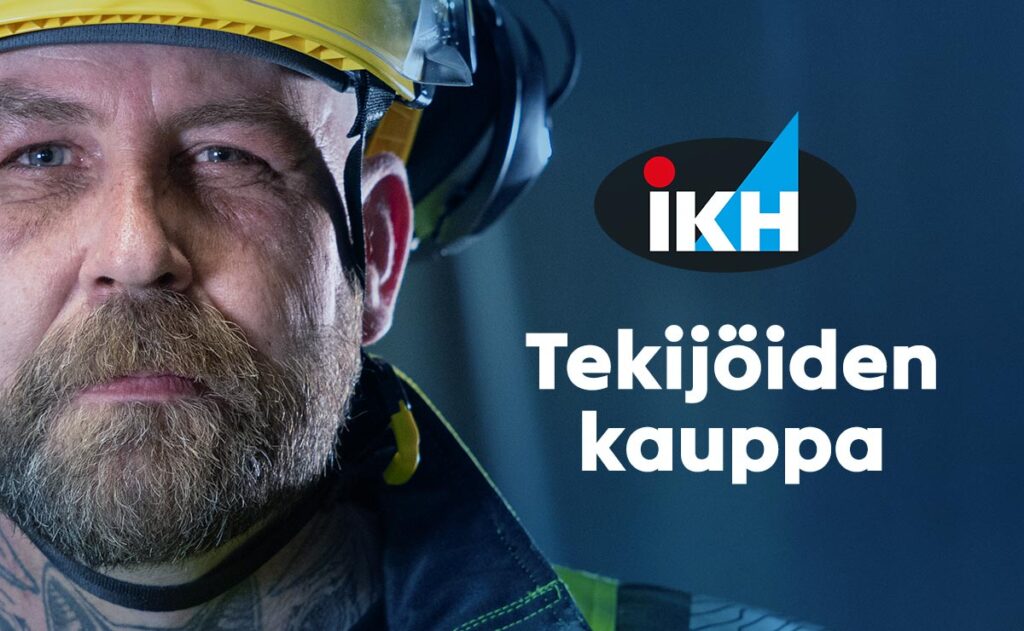 Lähikuva miehen kasvoista ja teksti IKH. Tekijöiden kauppa.